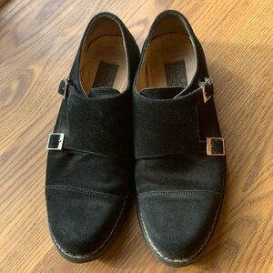 Mercanti Fiorentini Size 9M Monk Strap Lug Sole Loafer Shoe Mens Black Suede